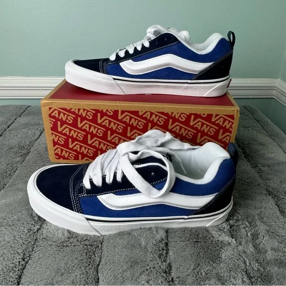 VANS Knu Skool NEW Navy White Suede Men’s 9 Women’s 10.5 Puffy 497974 Kn… - Picture 1 of 9